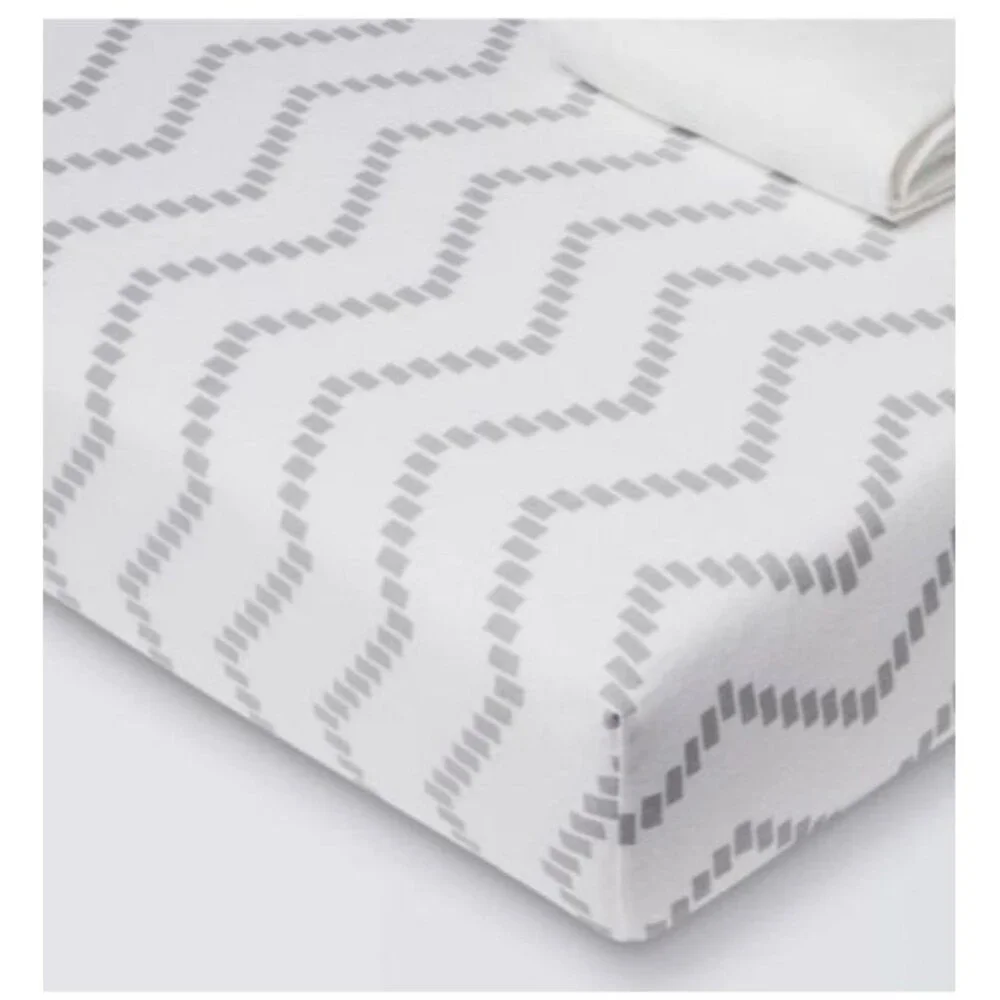 Cloud Island Gray and White Jersey Fitted Crib Sheets - 2-Pack 100% Cotton